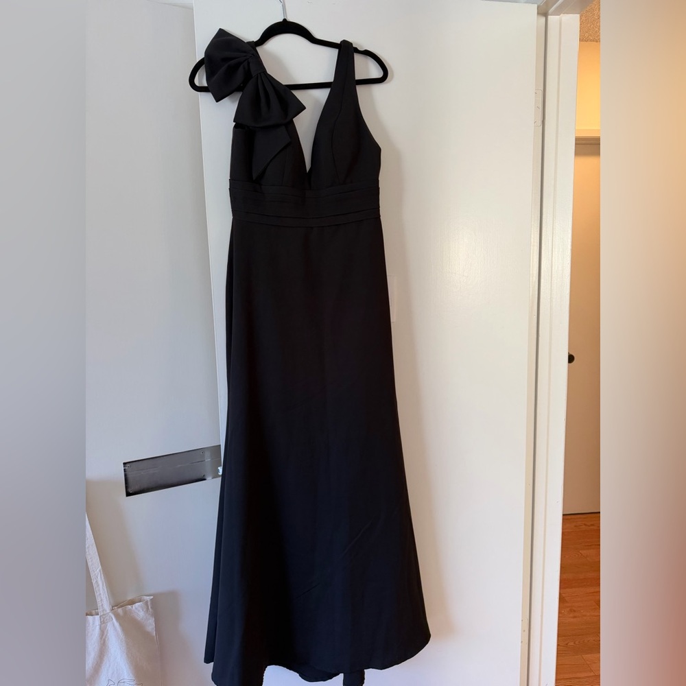 Mac Duggal Black Maxi Dress with Bow Detail